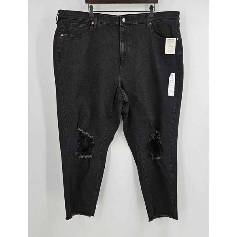 New Signature Gold Levi Strauss 90s Black Distressed Moms Jeans Super Stretch 24